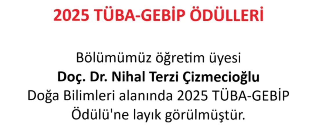 Assoc. Prof. Nihal Terzi Çizmecioğlu Receives the 2025 TÜBA-GEBİP Award